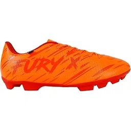 Unisex Fury Orange/Red Faux Leather Football Shoes TPU Sole Durable Lightweight Enhanced Grip Size-7