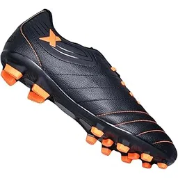 Unisex TPU Sole Faux Leather Pro Blank Orange Football Soccer Shoes Size : 1UK