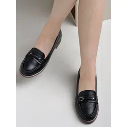 Upper Buckle Detailed Black Loafers For Women & Gilrs Loafers For Women