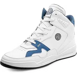 Urban Retro Series Men's Fashion Sneakers-Korean Style Mid Top White Shoes for Men