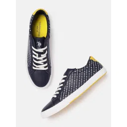 U.S. Polo Assn. Men Navy Blue Brand Logo Printed Sneakers