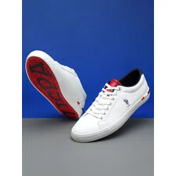 U.S. Polo Assn. Men Off White PU Sneakers
