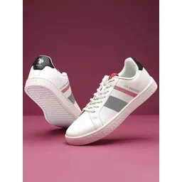 U.S. Polo Assn. Men Solid PU Sneakers With Striped Detail