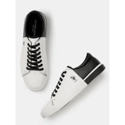 U.S. Polo Assn. Men White & Black Colourblocked PANAL Sneakers