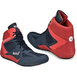 USI UNIVERSAL The Unbeatable Wrestling Shoes, 701WRB Comferto Red/Navy Sports Shoes for Wrestlers for Men & Women with Pu Suede, Mesh & Rubber Construction