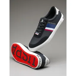 U.S.Polo Assn. Men Black Striped Sneakers