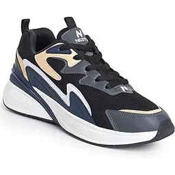 V MAX Rider Breathable Sports Shoes for Men | Lightweight Sneakers for Men with Memory Foam Insoles | Sleek Casual Shoes for Men | Men Walking Shoes, Gym Shoes, Running Shoes for Men (Black)