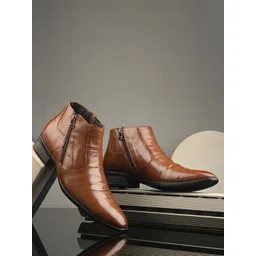 Valentino Men Leather Side Zipper Ankle Boots