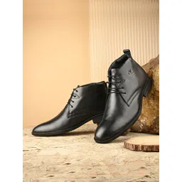 Valentino Men Premium Leather Lace Up Ankle Regular Boots