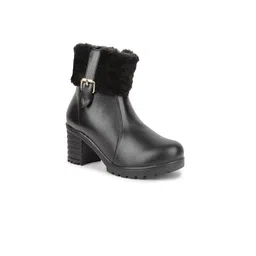VALIOSAA Women Black Solid Block Heel Winter Boots