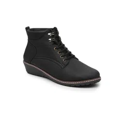 VALIOSAA Women Black Wedge Heeled Boots