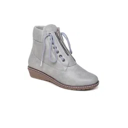 VALIOSAA Women Grey Solid Mid-Top Boots