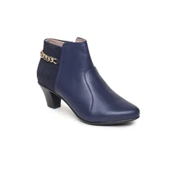VALIOSAA Women Navy Blue Solid Heeled Boots
