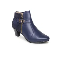 VALIOSAA Women Navy Blue Solid Heeled Boots