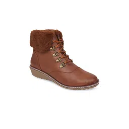 VALIOSAA Women Tan Solid Heeled Boots