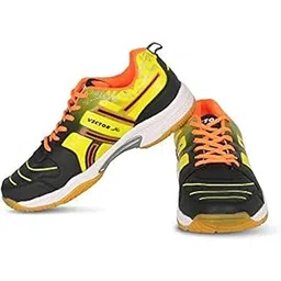 Vector X CS-2000 Unisex Tennis Badminton Court Shoes for Men Women Boys|Synthetic Leather+Mesh Upper, EVA Midsole, Crepe Rubber Sole|Lightweight Indoor Outdoor Sports Footwear Sneakers (Black, 4)