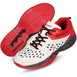 Vector X CS-2500 Court Shoes for Men (White-Red-Black)