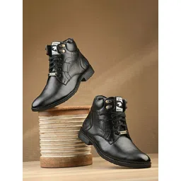 Vellinto LUCAS Men Textured Mid-Ankle Biker Boots