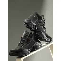 Vellinto Men Mid Top Lace-Ups Biker Boots