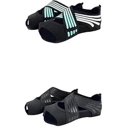 VELURA 2 Pairs Non Skid Women Barre Yoga Shoes Pilates Socks Flexible Machine Wash|2 Pairs Yoga Shoes|Athletic| Womens Shoes |Clothing Shoes & Accessories