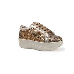 VENDOZ Women Embellished High Heel Glittery Sneakers