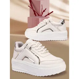 VENDOZ Women Round Toe Lace-Ups Lightweight Sneakers