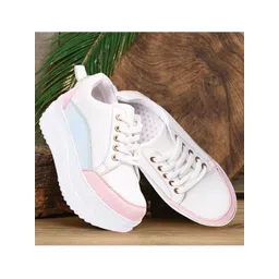 VENDOZ Women White Colourblocked Sneakers