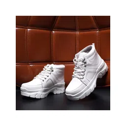 VENDOZ Women White Solid Boots