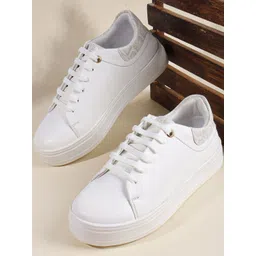 VENDOZ Women Woven Design Lace-Ups Sneakers