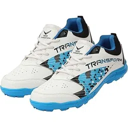 Vicky Transform Player Cricket Shoes Lightweight Sneakers with Anti Slip Sole Design Ideal for Running, Camping, Gyming (UK-5, Blue/White)