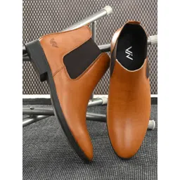 VIV Men Tan Brown Solid Chelsea Boots