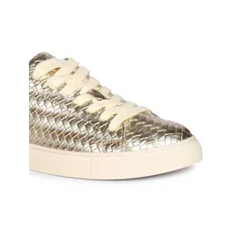 Viviblu Women Woven Design Leather Sneakers