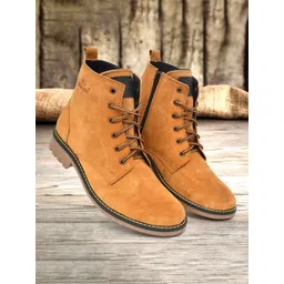 Warnex Men Leather Lace - Ups Mid-Top Regular Boots