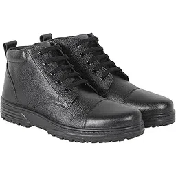 Warrior 7190-166 Police Boots for Men, Genuine Leather, Single Density PU Sole, Hard Toe, Light Weight, Black & Tan, Sizes-5UK-12UK