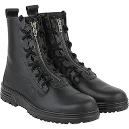 Warrior 7190-25 Flying Boots for Men, High Ankle, Hard Toe, Light Weight, Genuine Leather, Pilot Boot, Black, Sizes-5UK-10UK