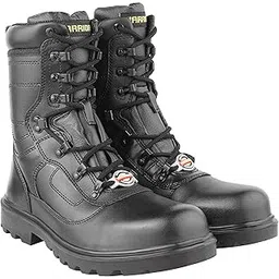 Warrior Combat Genuine Leather Military Men's Boots, High Ankle, Hard Toe, High Top Lace Up Boots, Black, Sizes-5UK-11UK