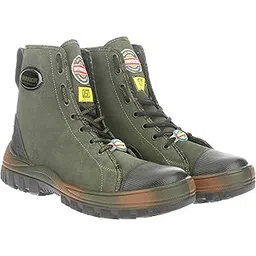 Warrior Super Jungle King for Men, Line Print Leather, Hard Toe, 19-47HSBG Commando Army Shoes for Men, Light Weight, Waterproof, Military Boot for Men, Olive Green Sizes - 5UK-12UK