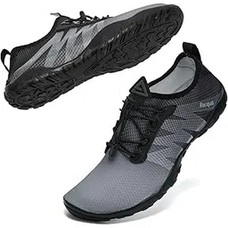 Water Shoes Men Quick Dry Gradient Colors Barefoot Aqua Socks Athletic Sports Swim Surf Beach Sneakers, Hd131m-grey/Black, 10