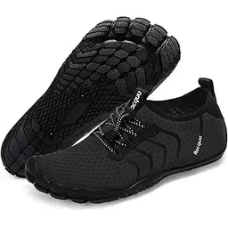Water Shoes Quick Dry Barefoot Beach Aqua Sport Swim Surf Pool Hiking Diving Walking for Men Women Black 10.5