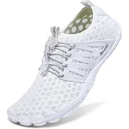 Water Shoes Quick Dry Barefoot Beach Aqua Sport Swim Surf Pool Hiking Diving Walking for Men Women White 7