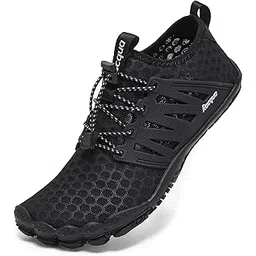 Water Shoes Quick Dry Barefoot Beach Aqua Sport Swim Surf Pool Hiking Diving Walking for Men Women, Wz114-black, 13 Women/12 Men