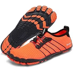 Water Walking Shoes Quick Dry Barefoot Beach Aqua Sport Swim Surf Pool Hiking Diving for Men Women Orange 8.5