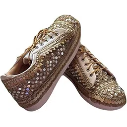Wedding Sneakers for Bride Bridemade Family Members Mother Women Girls Dancing Running Shoes and Lightweight - Golden