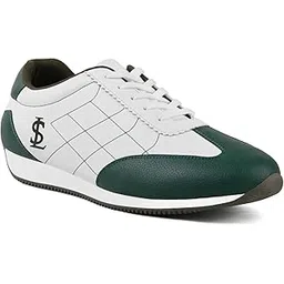 White and Green Sneaker for Men | Comfortable Lace-Up Sneaker | LSP-SNK-AVI010-WHGR