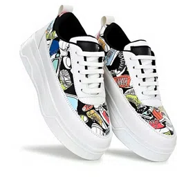 White Stylish Casual Shoes Sneakers For Women