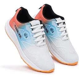 White Walkers Men's Sports Running Shoes, Breathable Mesh, White and Blue Gradient, Casual Athletic Sneakers