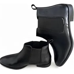 Wild Classic Chelsea Boots, Black Genuine Leather, Slip-on Ankle Boot with Elastic Side Panels