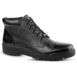 Wildfoot Charlie Unisex Police Boot | Smooth Full Grain Uniform Leather Shoes for Men & Women | Lace Up High Ankle Shoes | Combat Boots for Commando, Military, Army, Security Boot (Black, 09 UK/INDIA, UK Footwear Size System, Adult, Men, Numeric Range, Medium, 5, 12)