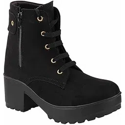 Women and Girls Casual Trendy Comfortable Suede Lace up Boots,Heel Boots Outdoor Winter, Holiday, College Wear Boots