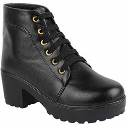 Women and Girls Casual Trendy Comfortable Synthtc Lace Up Boots,Heel Boots Outdoor Winter, Holiday, College Wear Boots